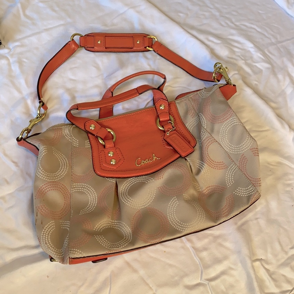 Coach tan and peach purse, very lightly used